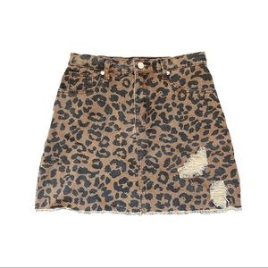 ♡︎DISTRESSED LEOPARD PRINT SKIRT♡︎